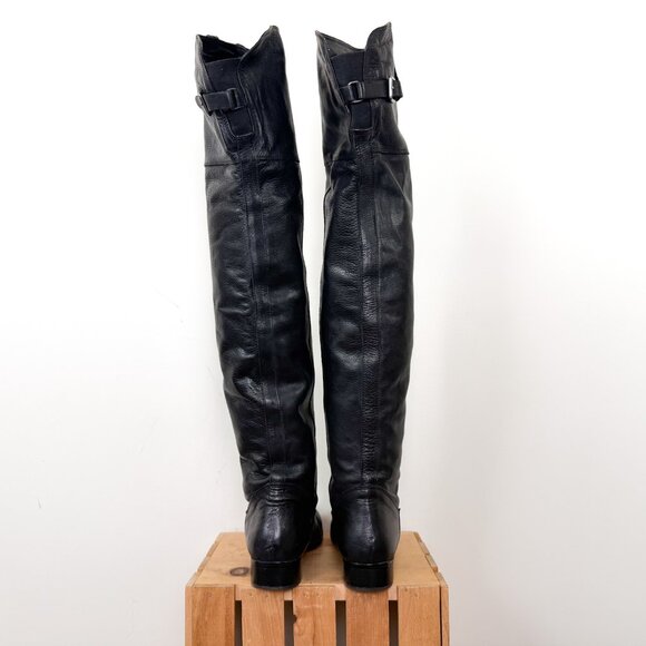 Dolce Vita Genuine Leather Black Thigh High Flat Heel Boots - Size 9 - Picture 4 of 6